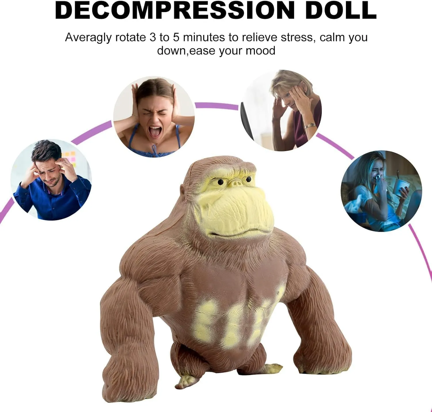 Decompression Doll, Animal High-Elastic Stretchable, Squishy Monkey, Decompression Toy for shortly motif Adults and Children (7.8IN) Gorilla Glue-Sand Filled Rubber Soft 