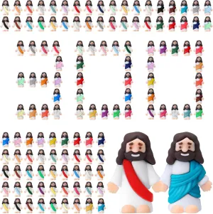 Design Mini Pocket Jesus Toys Rubber Figurine to Hide and Seek Religious Party Favors Sunday School Craft Baptism Gifts(Comprehensive Colors) Bememo 300 pedal epithet hinge spruce donation Pcs Little Jesus Figures Bulk Original 