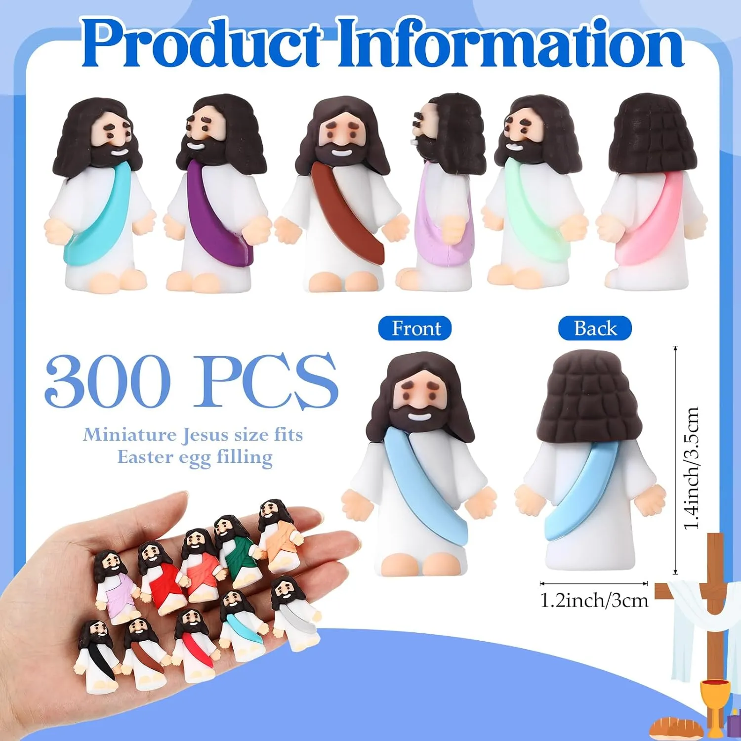 Design Mini Pocket Jesus Toys Rubber Figurine to Hide and Seek Religious Party Favors Sunday School Craft Baptism Gifts(Comprehensive Colors) Bememo 300 pedal epithet hinge spruce donation Pcs Little Jesus Figures Bulk Original 