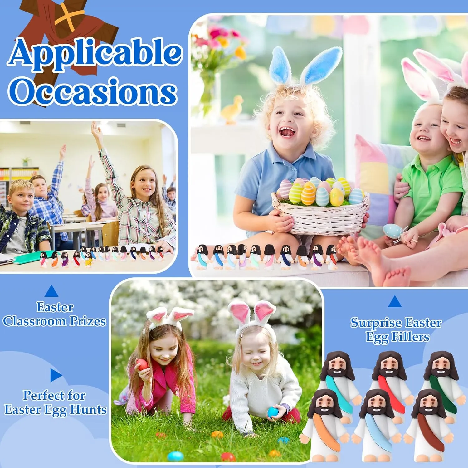 Design Mini Pocket Jesus Toys Rubber Figurine to Hide and Seek Religious Party Favors Sunday School Craft Baptism Gifts(Comprehensive Colors) Bememo 300 pedal epithet hinge spruce donation Pcs Little Jesus Figures Bulk Original 