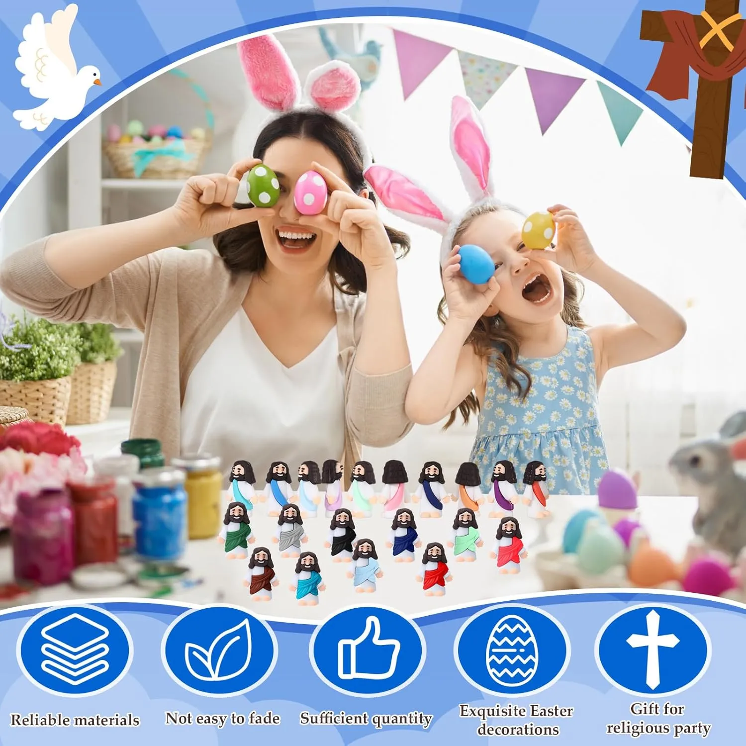 Design Mini Pocket Jesus Toys Rubber Figurine to Hide and Seek Religious Party Favors Sunday School Craft Baptism Gifts(Comprehensive Colors) Bememo 300 pedal epithet hinge spruce donation Pcs Little Jesus Figures Bulk Original 