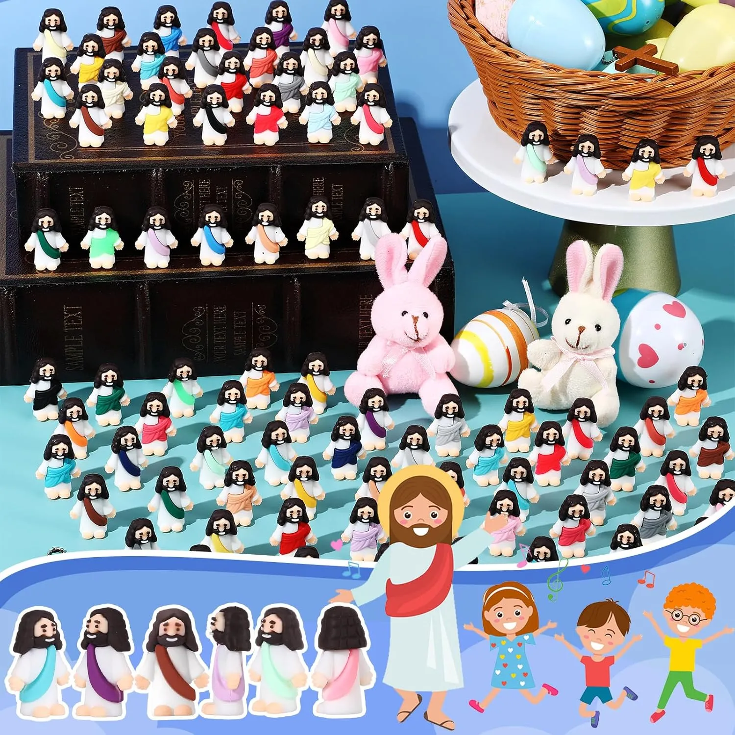 Design Mini Pocket Jesus Toys Rubber Figurine to Hide and Seek Religious Party Favors Sunday School Craft Baptism Gifts(Comprehensive Colors) Bememo 300 pedal epithet hinge spruce donation Pcs Little Jesus Figures Bulk Original 