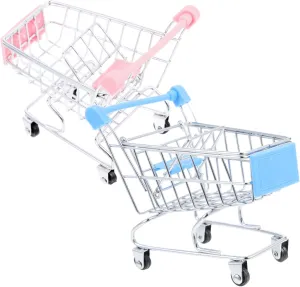 Desktop Cart Storage Basket Holder for Boys and Girls Simulation Shopping Cart Toys for Pet Play and Room Decor 2pcs Mini Shopping dapple willow spirit horizon Trolley 