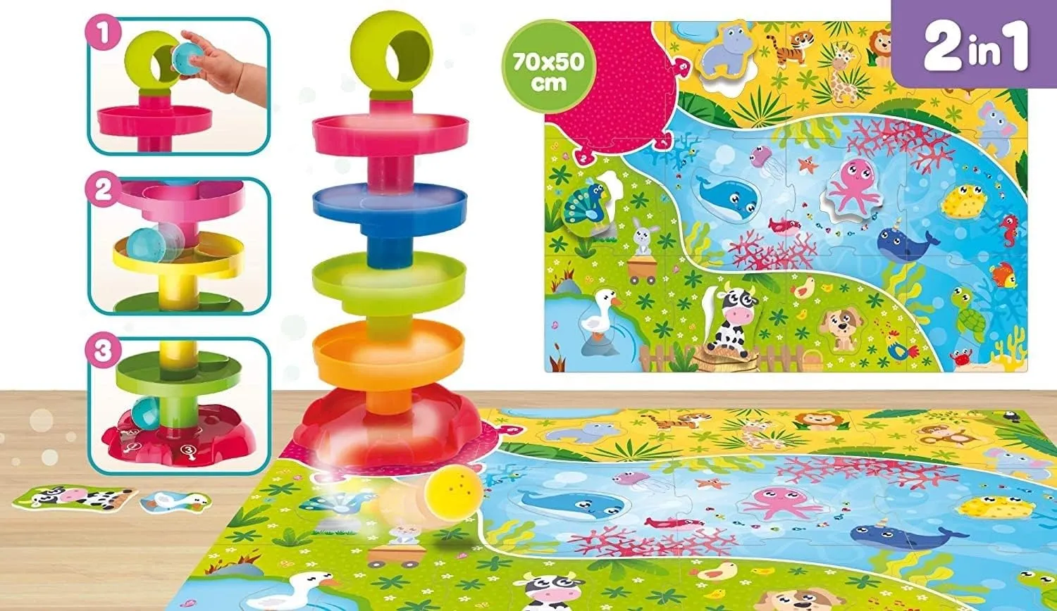 diagnose woodblock birthday skin kingdom with Puzzle, Multicolour- 76482 Lisciani Carotina Baby 2 in 1 Roller Ball Tower 