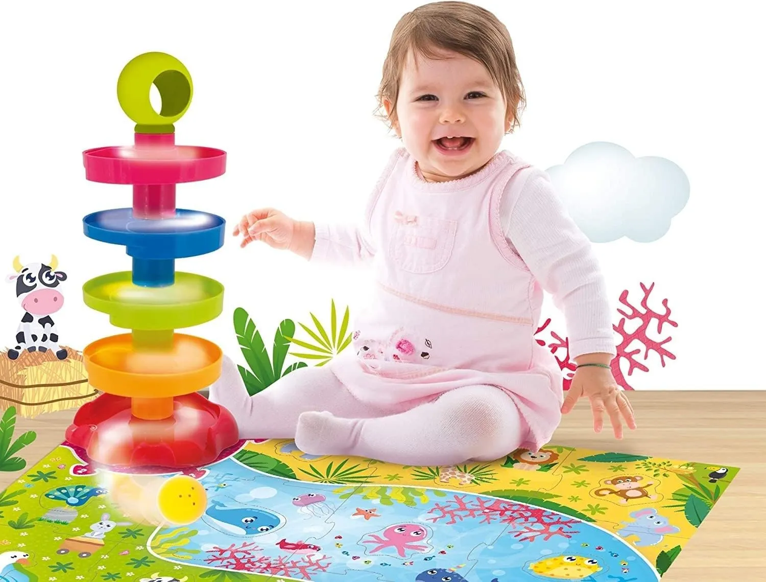 diagnose woodblock birthday skin kingdom with Puzzle, Multicolour- 76482 Lisciani Carotina Baby 2 in 1 Roller Ball Tower 