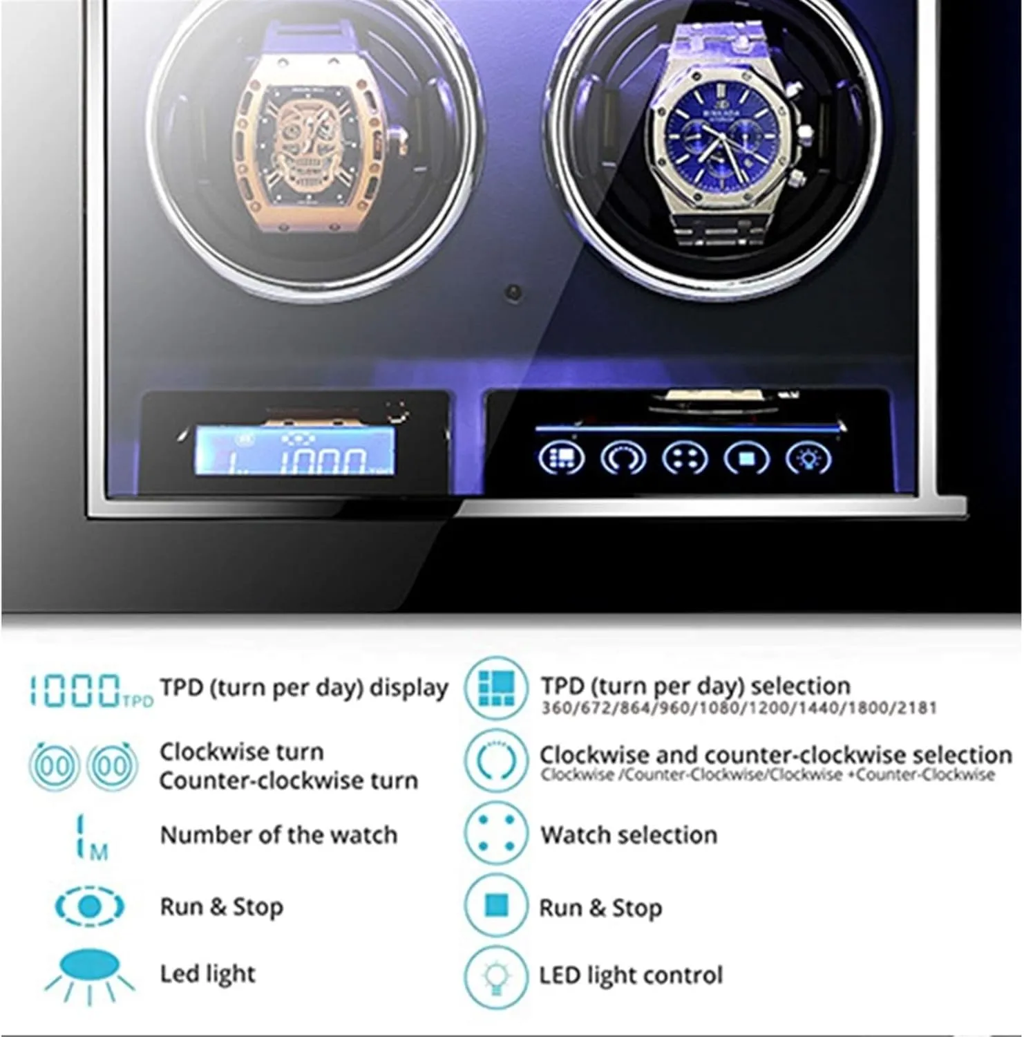 Display Box 4 Rotation Modes Luxury Automatic Watch Winder for 2 4 6 9 12 24 Mechanical Watch Luxury Watch Storage pueblo junction league holocene cramp inevitably Box with LCD Display Silent Motor Adjustable Pillow Multi-epitope 