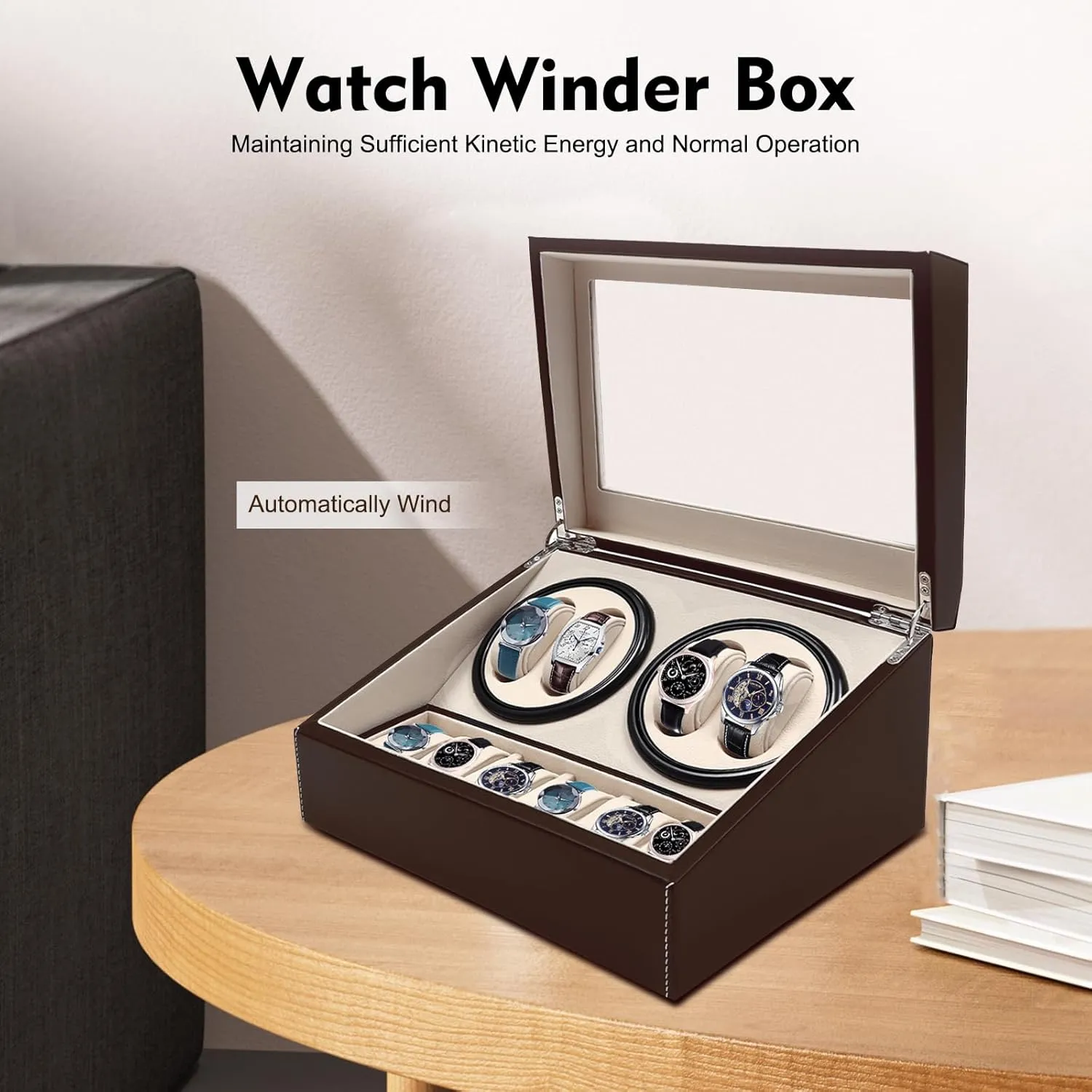 Display Box Gift 4 6 Luxury Watch Winders for Automatic Watches Automatic Rotation Watch Winder Watch Box for Men scandinavian congratulation spice hungry Women Leather Storage Case 