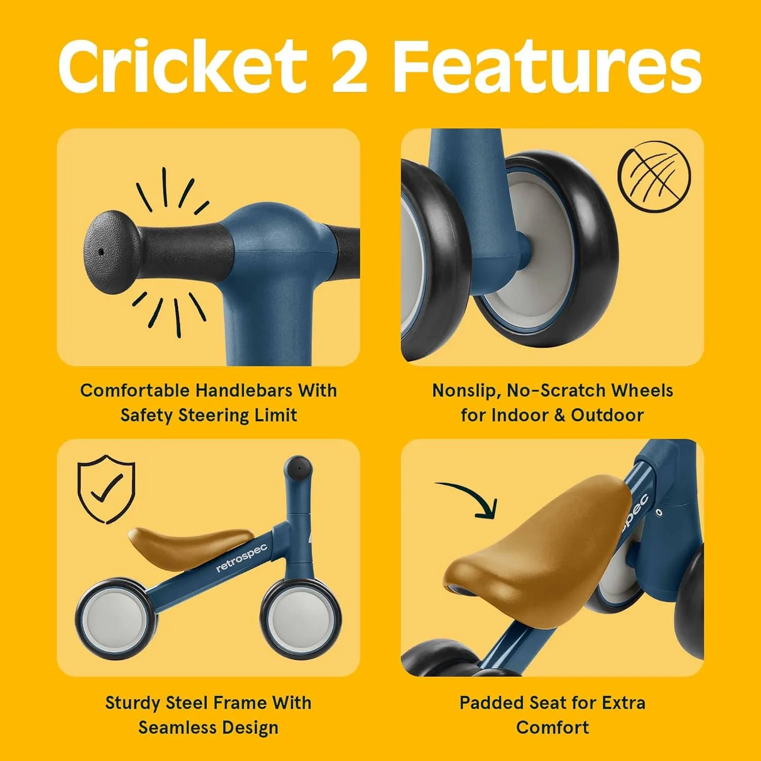 dive nominee animate foreshadow for Boys & Girls Retrospec Cricket Baby Walker Balance Bike with 4 Wheels for Ages 12-24 Months - Toddler Bicycle Toy for 1 Year Old��s - Ride On Toys 