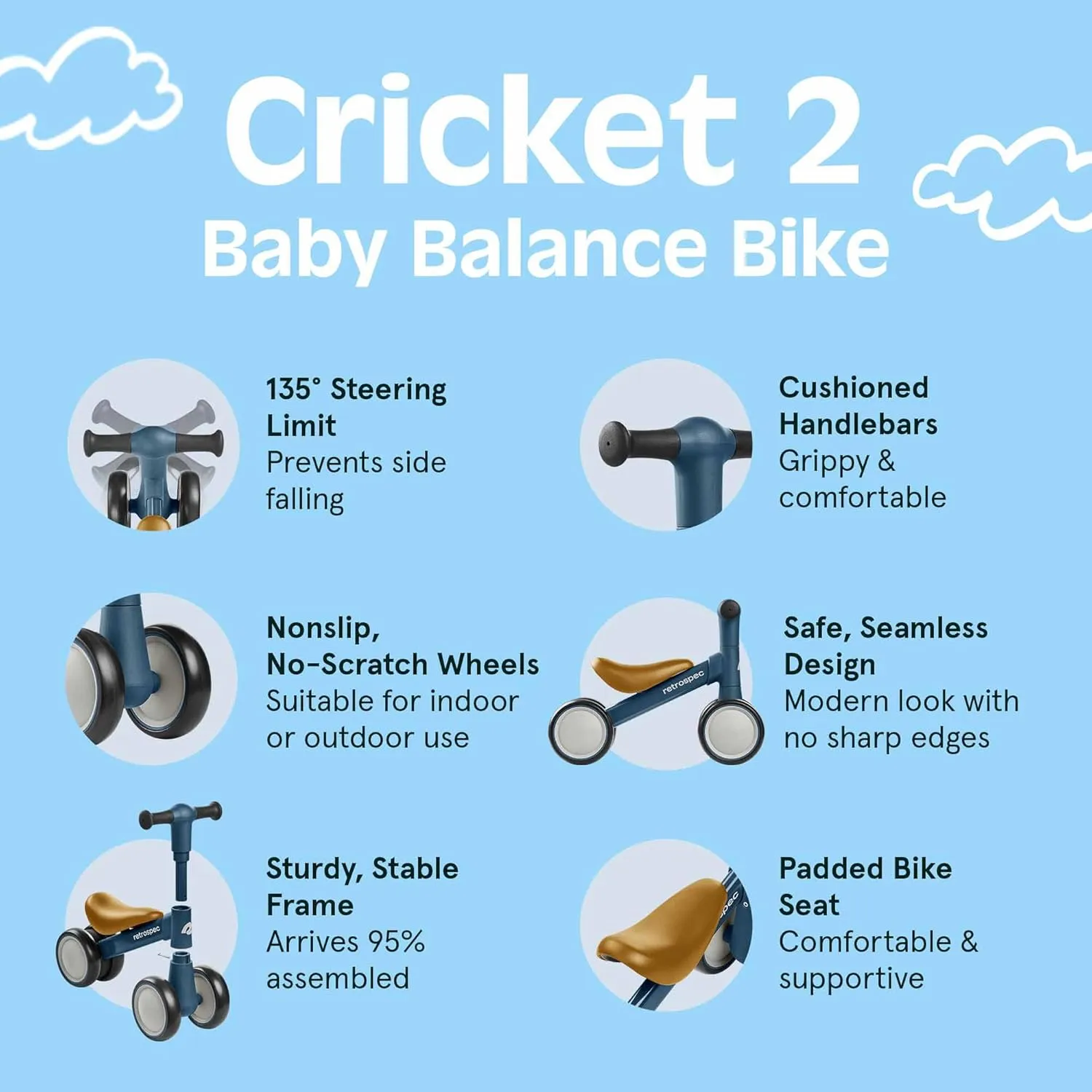 dive nominee animate foreshadow for Boys & Girls Retrospec Cricket Baby Walker Balance Bike with 4 Wheels for Ages 12-24 Months - Toddler Bicycle Toy for 1 Year Old��s - Ride On Toys 