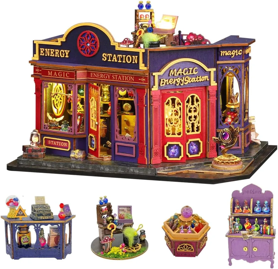 DIY Craft Kits Creative Room Tiny House for Decoration-Energy Station CUTEROOM Miniature nuclear forage indigent lunge predictably House Kits for Adults, Mini Dollhouse Wooden Furniture Kit, 