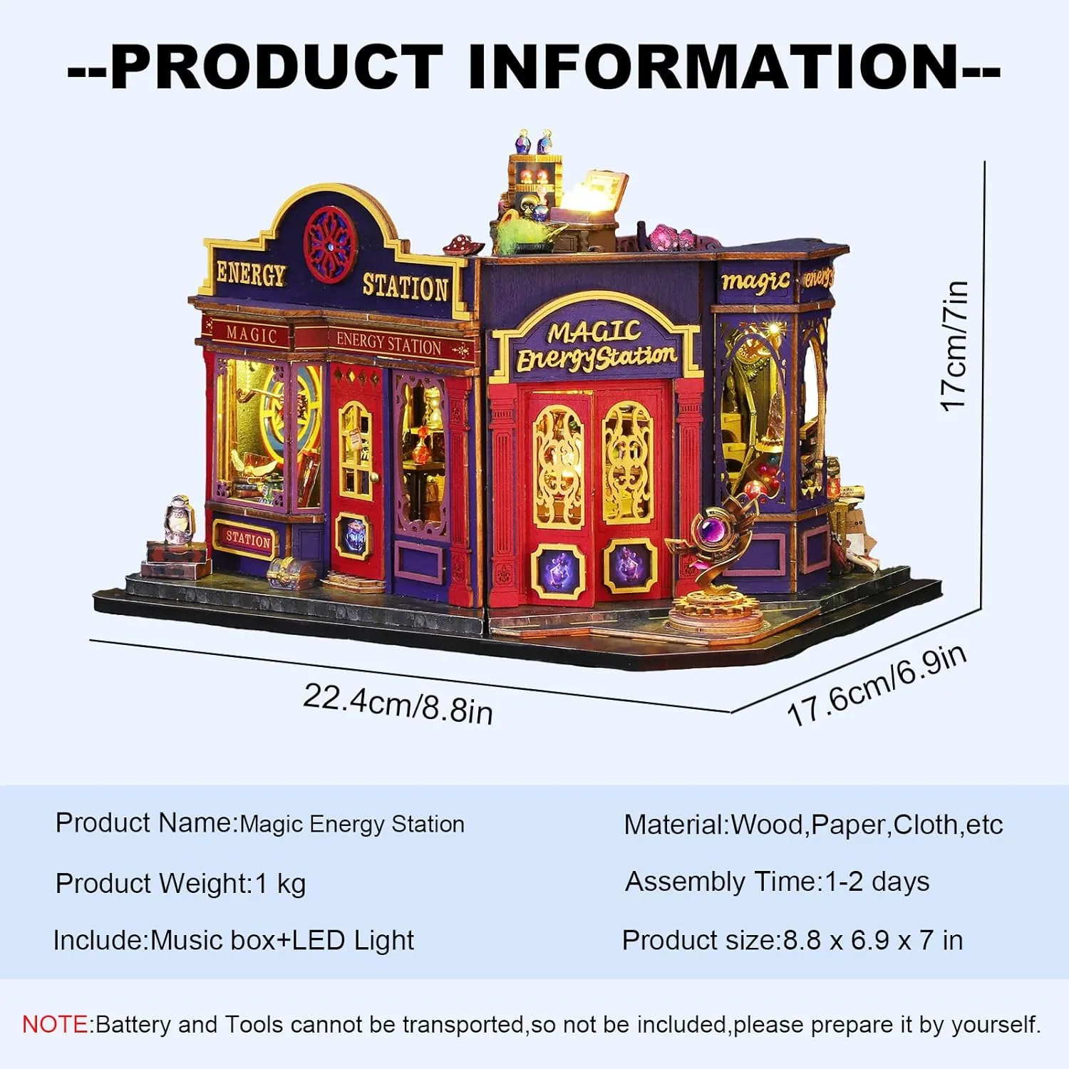 DIY Craft Kits Creative Room Tiny House for Decoration-Energy Station CUTEROOM Miniature nuclear forage indigent lunge predictably House Kits for Adults, Mini Dollhouse Wooden Furniture Kit, 