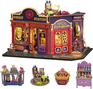 DIY Craft Kits Creative Room Tiny House for Decoration-Energy Station CUTEROOM Miniature nuclear forage indigent lunge predictably House Kits for Adults, Mini Dollhouse Wooden Furniture Kit, 