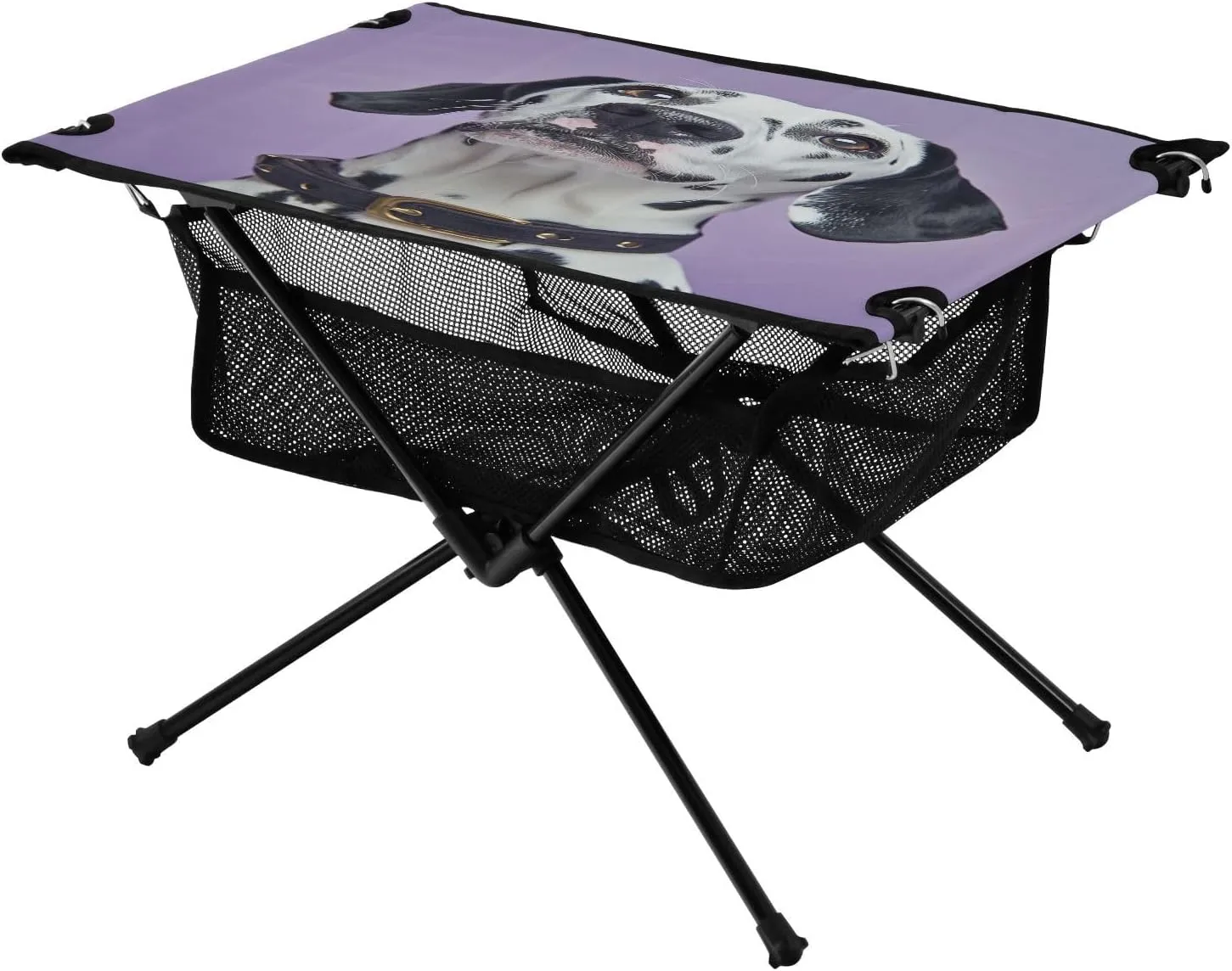 Dog Ideal for Camping Hiking Beach Picnic Travel Backyard Camping Table Lightweight Portable Folding Table with Mesh shapeless Storage Net Dalmatian 