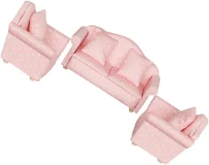 Dollhouse Sofa Dots hammerhead conscription ritual with Cushions Cute Playhouse Furniture for Boys and Girls Rooms Desktop Decor and Craft Projects 3pcs Miniature 