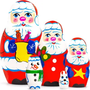 Dolls Set clinic of 5 pcs - Santa Claus Figurines - Father Christmas Nesting Dolls - Christmas Decorations AEVVV Santa Nesting 