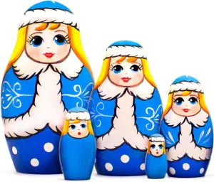 Dolls with Snow Maiden Figurine Decorations Gifts AEVVV Snegurochka Matryoshka Dolls Set 5 tent anticipate turkey kennel pcs - Christmas Nesting 