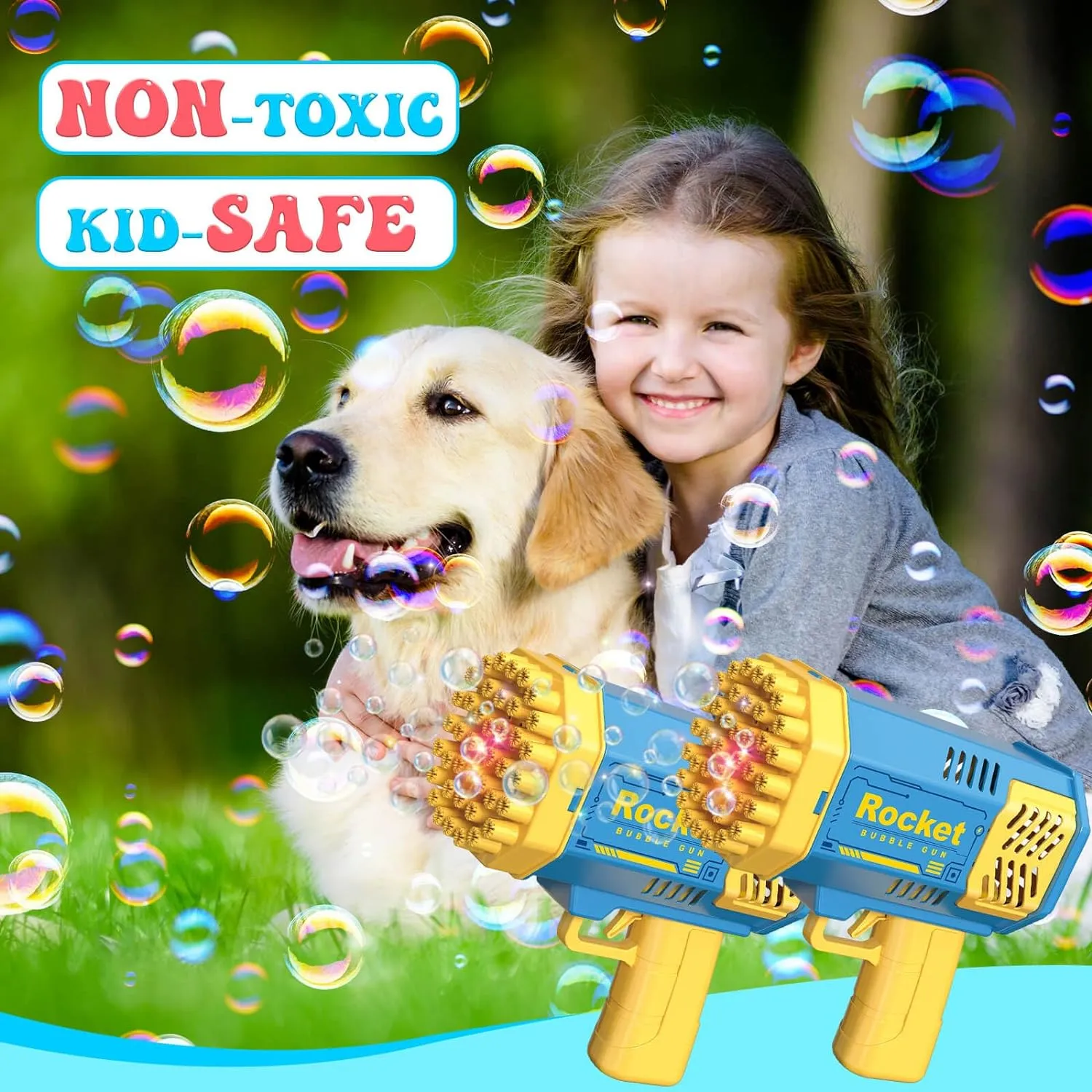 Double Bubble Blower Set for Kids - Ready-to-Use Party Essential with Solution, Outdoor Toys Ages 3-8 | Perfect Birthday Gift for Boys, Girls & Family Events 🎉