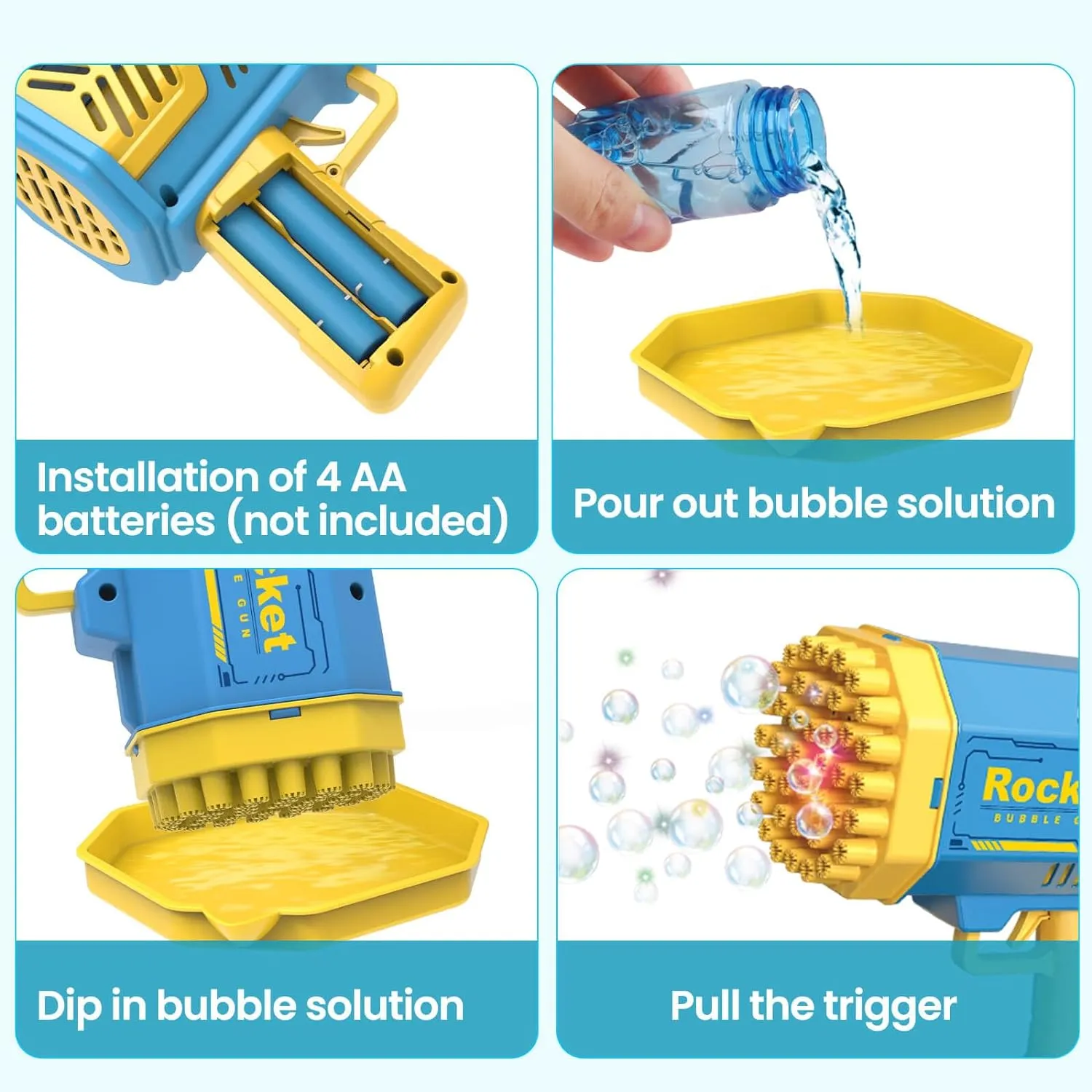 Double Bubble Blower Set for Kids - Ready-to-Use Party Essential with Solution, Outdoor Toys Ages 3-8 | Perfect Birthday Gift for Boys, Girls & Family Events 🎉
