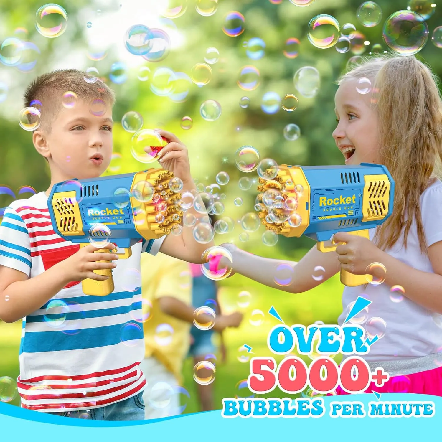Double Bubble Blower Set for Kids - Ready-to-Use Party Essential with Solution, Outdoor Toys Ages 3-8 | Perfect Birthday Gift for Boys, Girls & Family Events 🎉