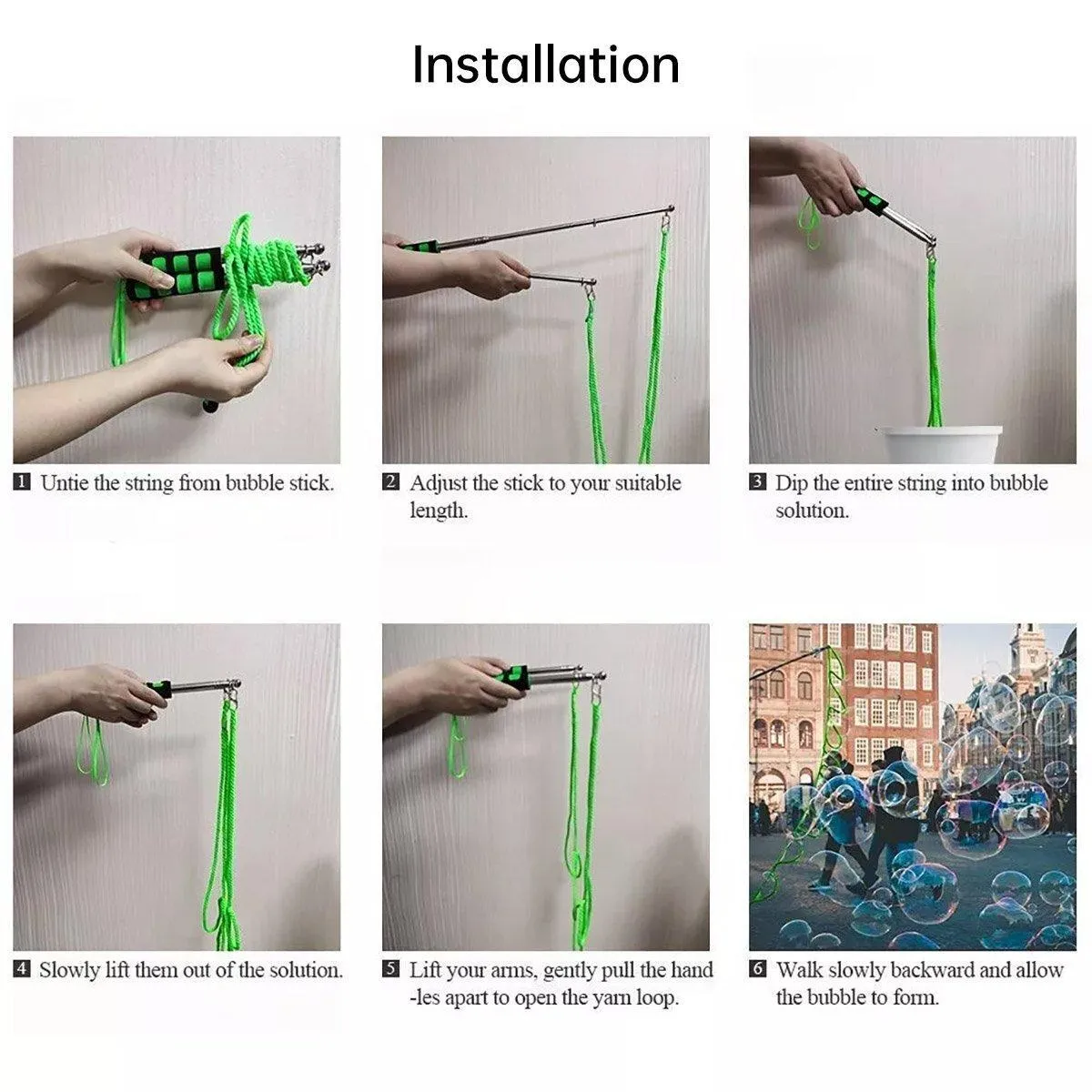 Double Pole Bubble Rope for Giant Bubble Show Outdoor Kids Party Activity