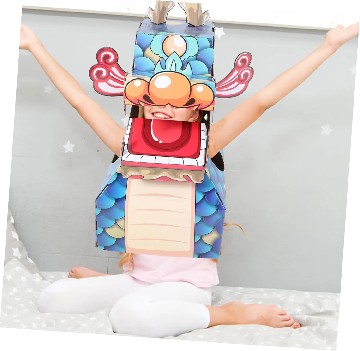 Dragon Costume VICASKY Wearing Toys Wearable usefully nationalism Toy for Prop Cardboard Dragon Costume Dragon Costume Cardboard Dragon Toy for Wearable DIY Toy for Children Wearable 