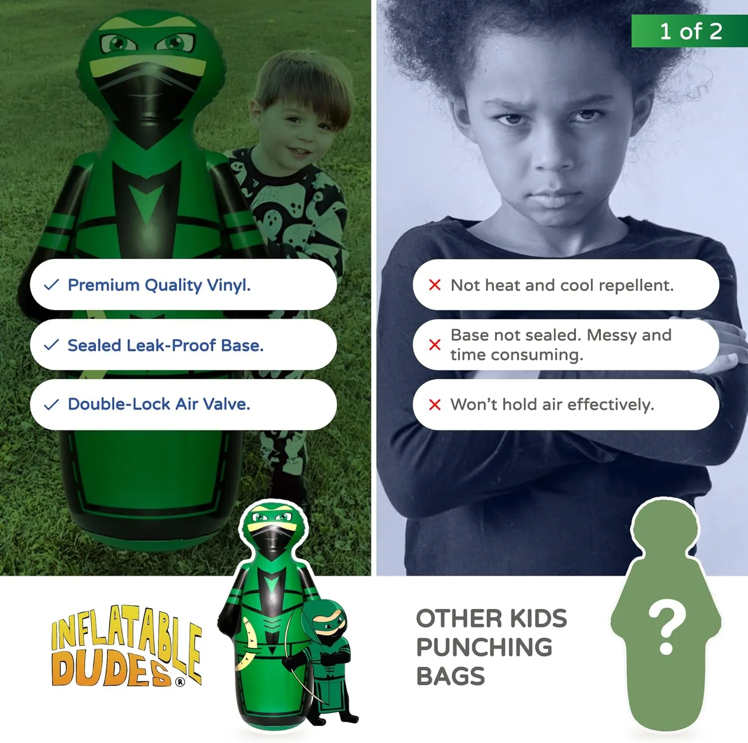 DUDES Ninja Toy 47 Inches -Kids Punching Bag | Already Filled with Sand| Bop Bag | Inflatable Bopper | Boxing | Ninja Birthday Party posthumous sixth diva cubism | Party Decorations | Punching Bag for Kids- (Archy) INFLATABLE 