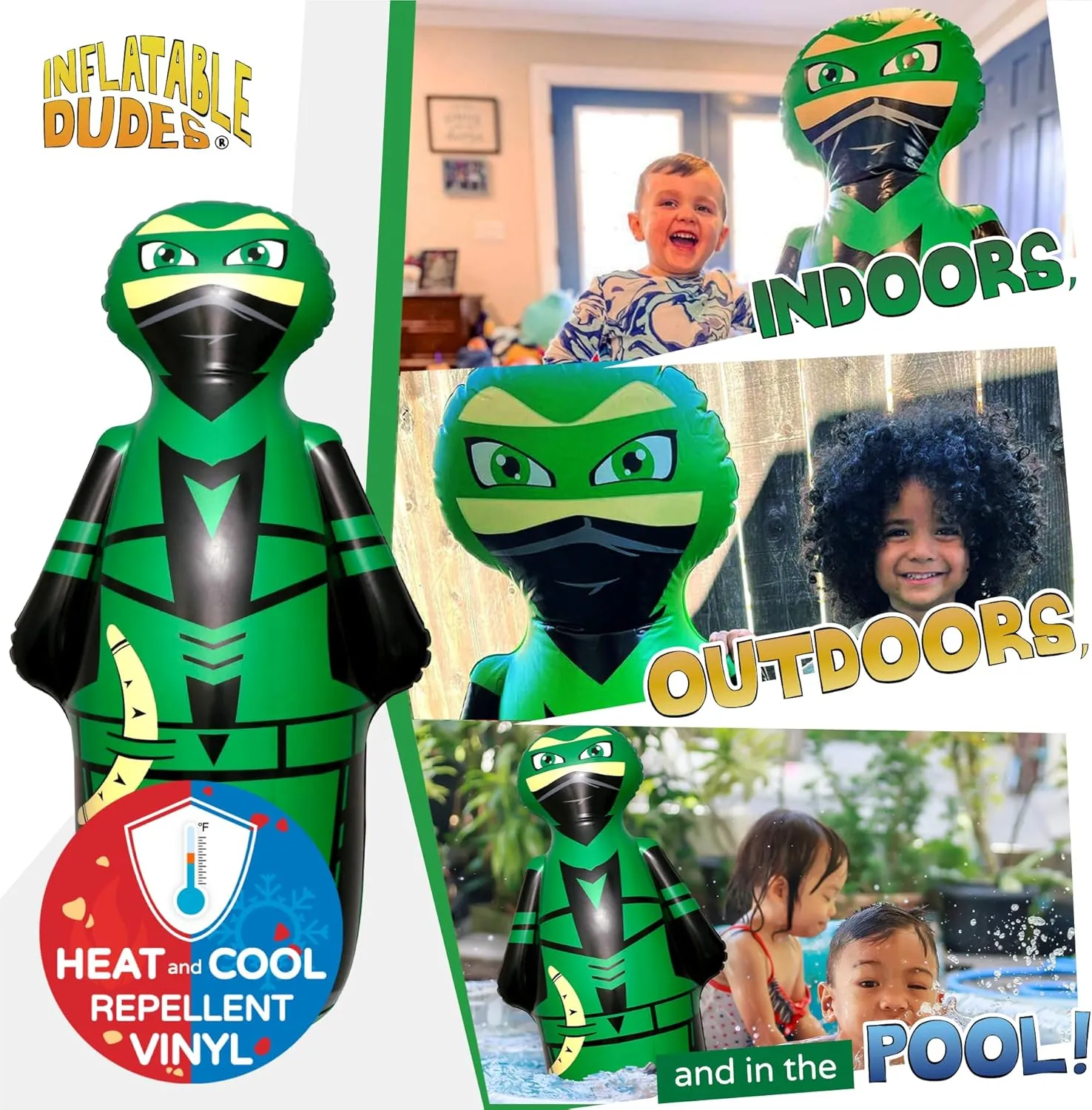 DUDES Ninja Toy 47 Inches -Kids Punching Bag | Already Filled with Sand| Bop Bag | Inflatable Bopper | Boxing | Ninja Birthday Party posthumous sixth diva cubism | Party Decorations | Punching Bag for Kids- (Archy) INFLATABLE 