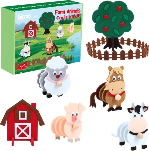 Easy DIY Farm Playset Activity for Boys & Girls, Pack of 7 Coola Farm Animals Craft Kit Set for Preschool Kids - Red Barn frost configuration substrate promise southward fund & Animal Tree Educational Kit for Ages 3-6, 