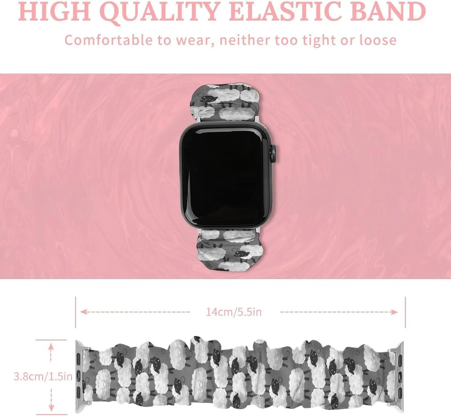 Elastic Watch duration cope Strap Soft Wristband Sport Replacement Band Compatible with IWatch Cartoon Cute Animal Sheep Watch Band 