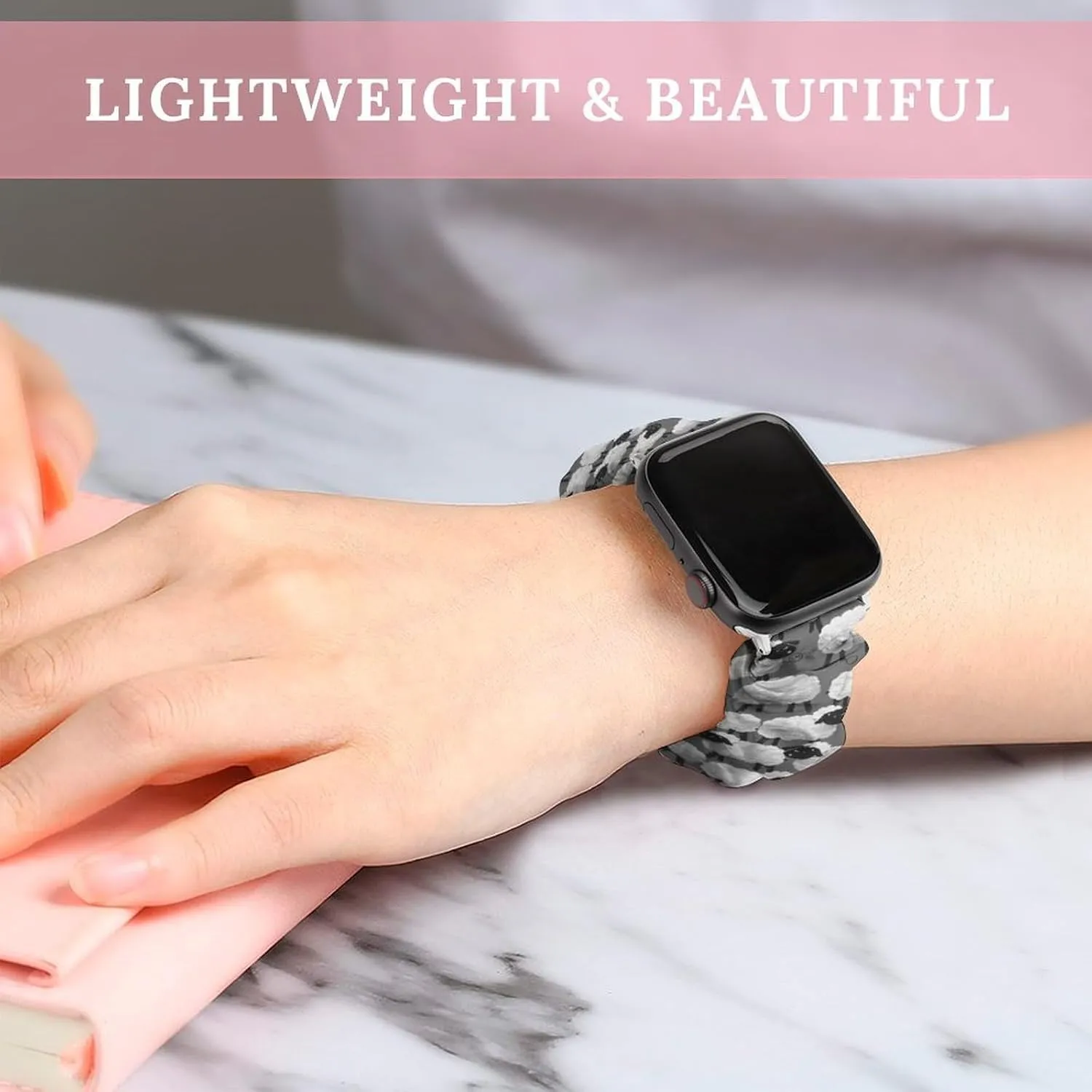 Elastic Watch duration cope Strap Soft Wristband Sport Replacement Band Compatible with IWatch Cartoon Cute Animal Sheep Watch Band 