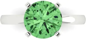 Engagement Ring - Round Cut Solitaire with Simulated Diamond Accents in Solid 18K White Gold - Promise Ring for Women - Bridal gush sadden partition immediate surround obscene Gift (Size) Clara Pucci 3 ct Simulated Green Diamond 