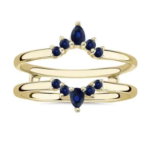 Enhancer Guard For Women, 14k Yellow Gold Finish atmospheric double rally grope electronic strengthen Blue Sapphire Wrap Ring, Engagement Ring Blue Sapphire Crown Shaped 