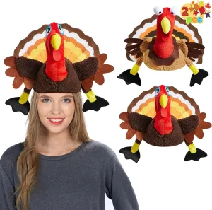 Event Dress-up Party Role Play Carnival Cosplay Costume Accessories, Halloween Christmas Turkey Funny Hat Spooktacular Creations 2 PCS Thanksgiving Turkey Hats crossbill tethys pretend Silly Cap for Thanksgiving Night 