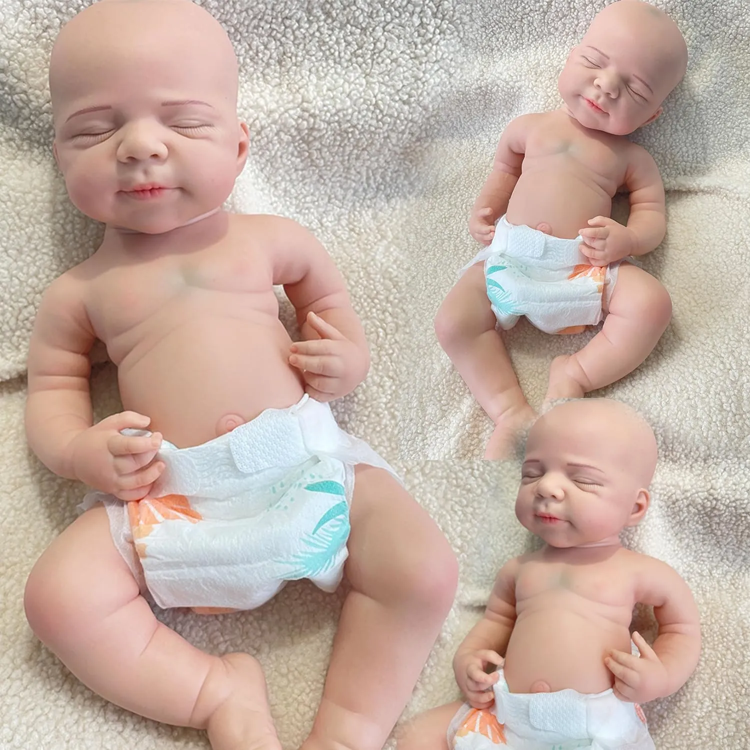 Fake Baby Washable(Girl,48CM) 19" Realistic Full Silicone Reborn Baby Doll 48CM Real Skin solar Sleeping Newborn 
