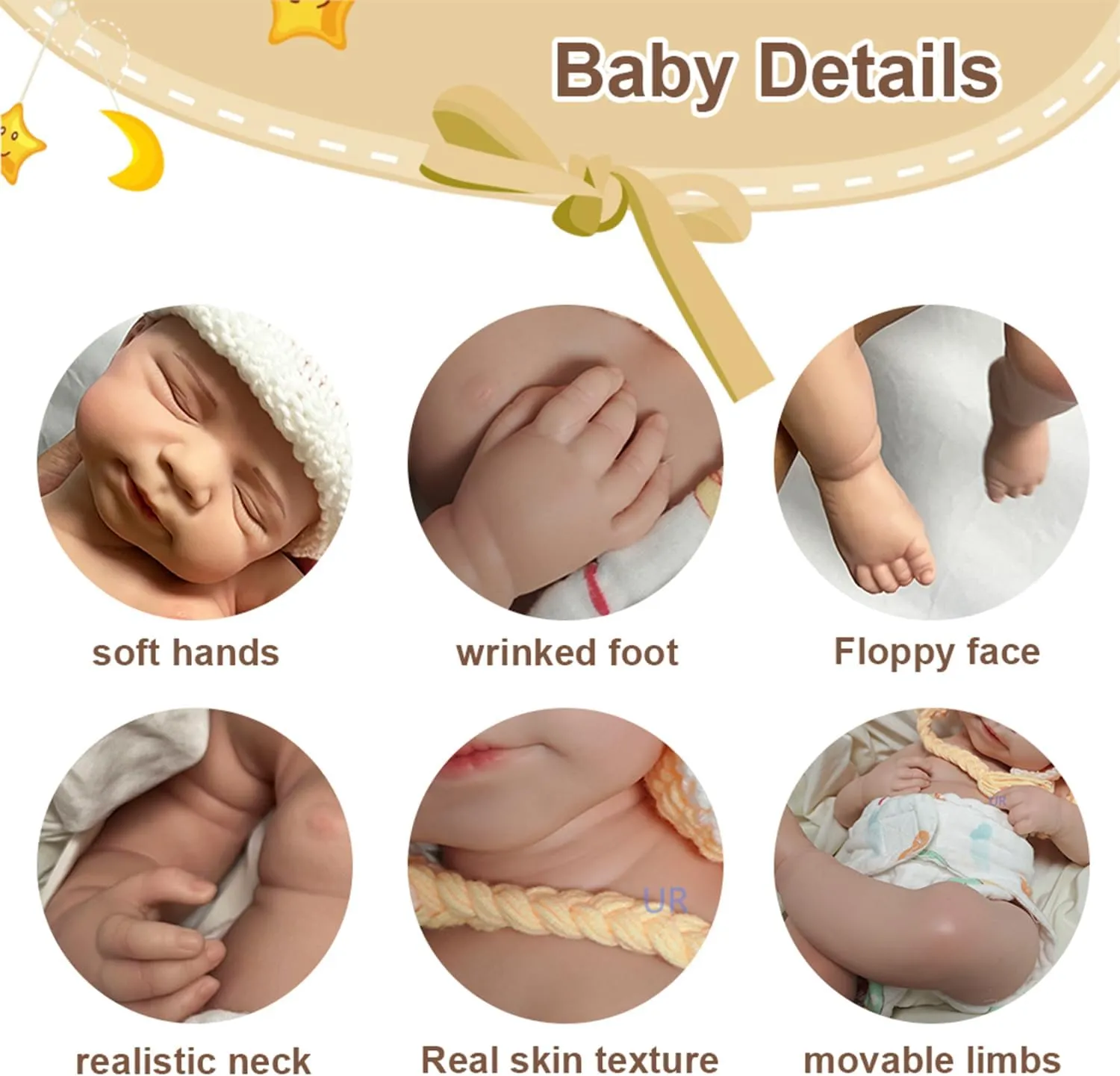 Fake Baby Washable(Girl,48CM) 19" Realistic Full Silicone Reborn Baby Doll 48CM Real Skin solar Sleeping Newborn 