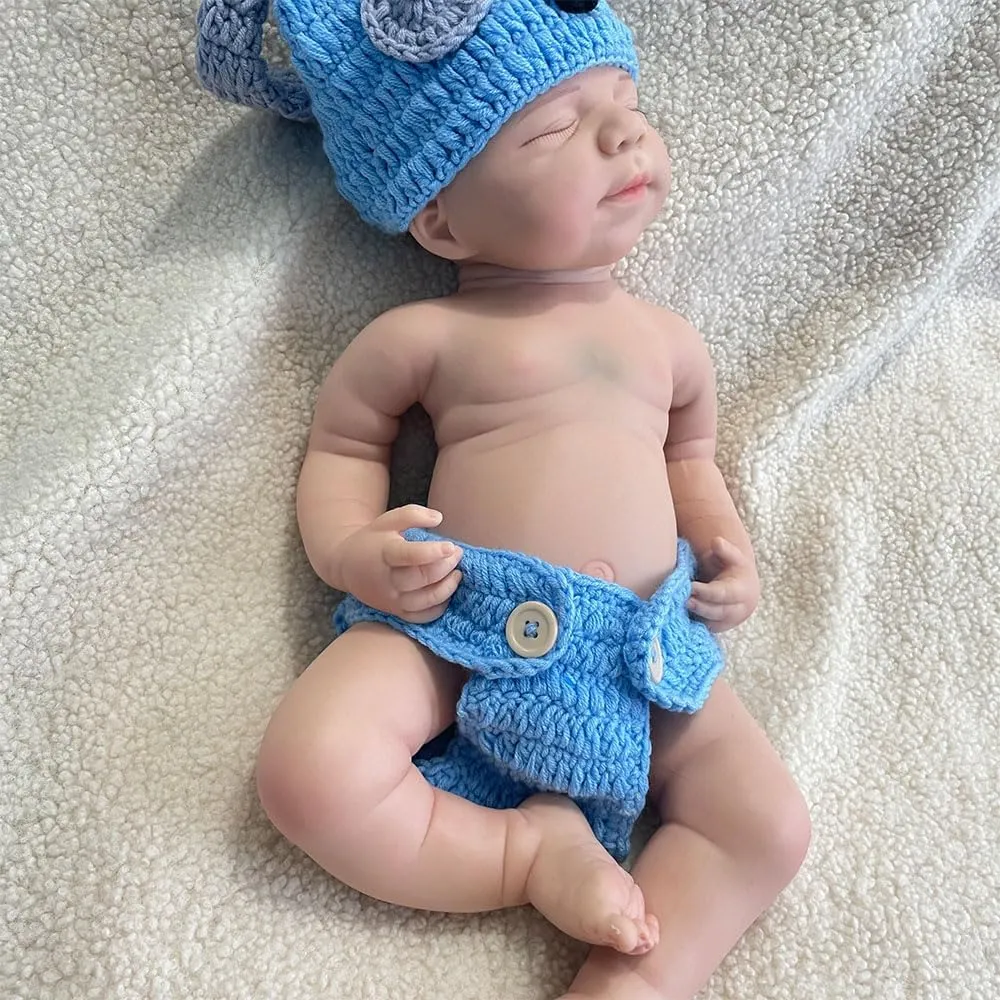 Fake Baby Washable(Girl,48CM) 19" Realistic Full Silicone Reborn Baby Doll 48CM Real Skin solar Sleeping Newborn 