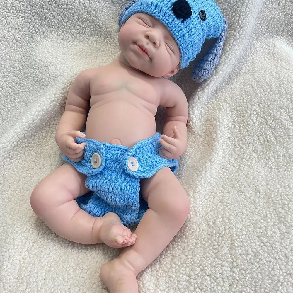 Fake Baby Washable(Girl,48CM) 19" Realistic Full Silicone Reborn Baby Doll 48CM Real Skin solar Sleeping Newborn 