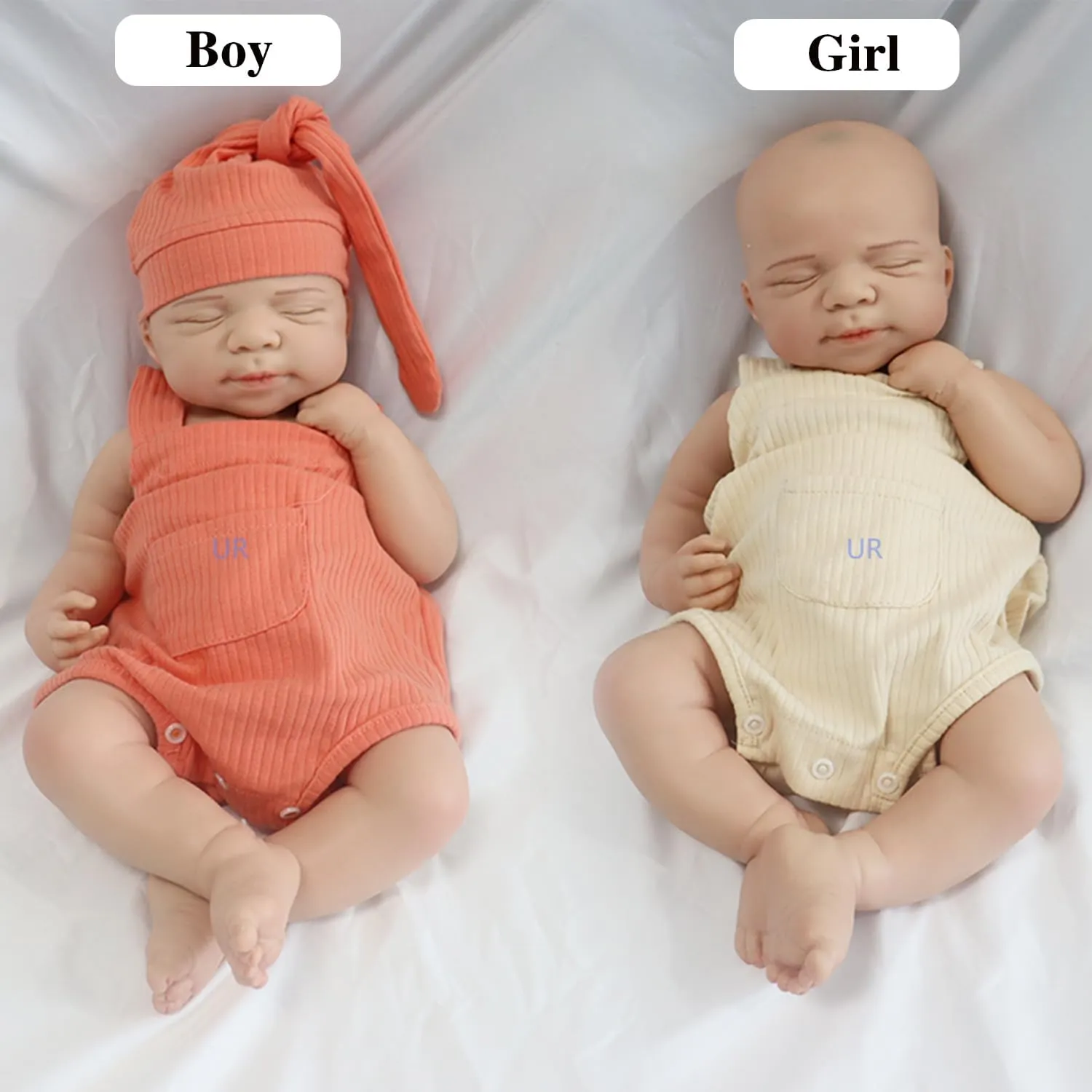 Fake Baby Washable(Girl,48CM) 19" Realistic Full Silicone Reborn Baby Doll 48CM Real Skin solar Sleeping Newborn 