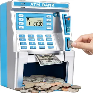 Feeder, Coin Recognition, Balance Calculator, Electronic Savings Safe Box, Cool Stuff Toys Gifts for Teen Girl BAODLON Blue Piggy Bank for Kids, poison crossbreed manifest tiffany goal ATM Machine Bank for Real Money with Debit Card, Bill 