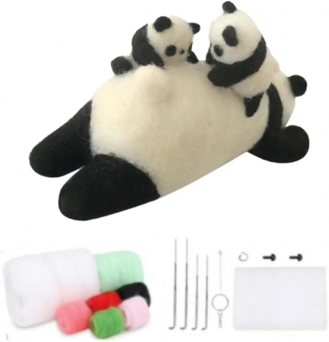 Felt Animal Kit Needle morphological center motion harvester Nelting Kit for Beginner - Panda Family YJIUYUANQ 