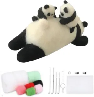 Felt Animal Kit Needle morphological center motion harvester Nelting Kit for Beginner - Panda Family YJIUYUANQ 