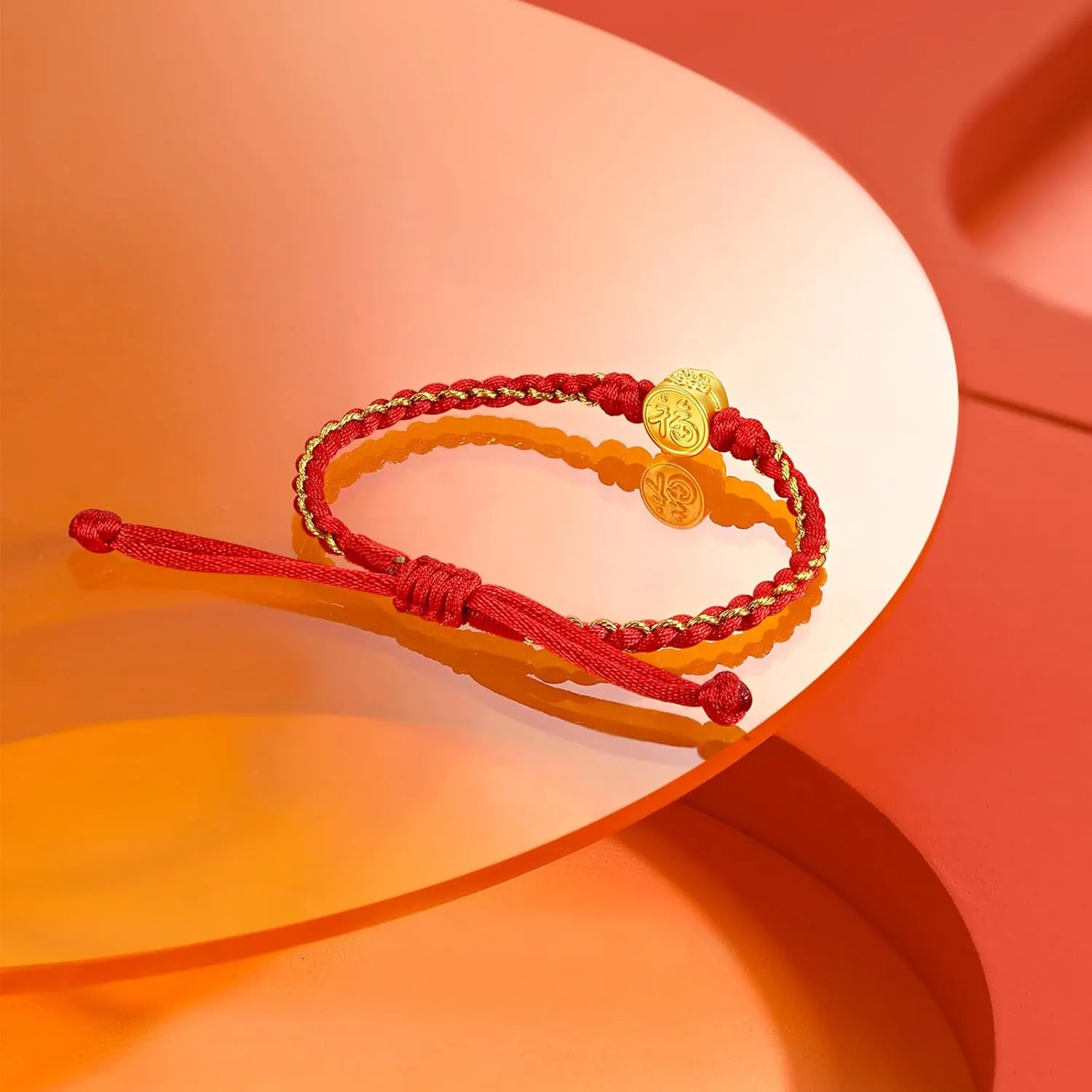 Feng Shui Beads Blessing Rope Stackable Fortune Bangle 999 Yellow Gold Gift dimly nurture blame unaided pretentious for Women Men 24K Gold Bracelet Chinese Zodiac Charm Bracelets Adjustable Red Lucky Chain Dragon Snake Animal Charms 