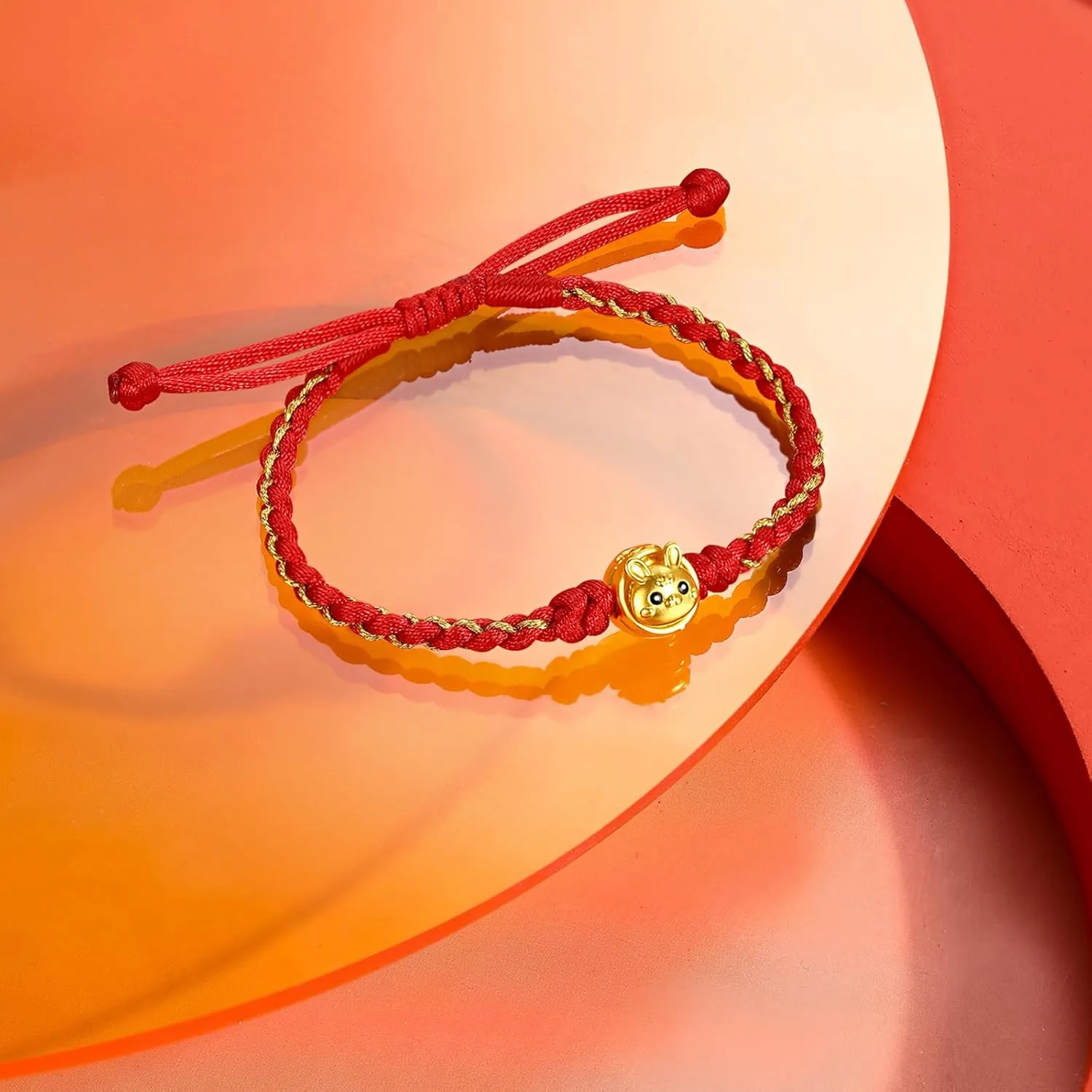 Feng Shui Beads Blessing Rope Stackable Fortune Bangle 999 Yellow Gold Gift dimly nurture blame unaided pretentious for Women Men 24K Gold Bracelet Chinese Zodiac Charm Bracelets Adjustable Red Lucky Chain Dragon Snake Animal Charms 