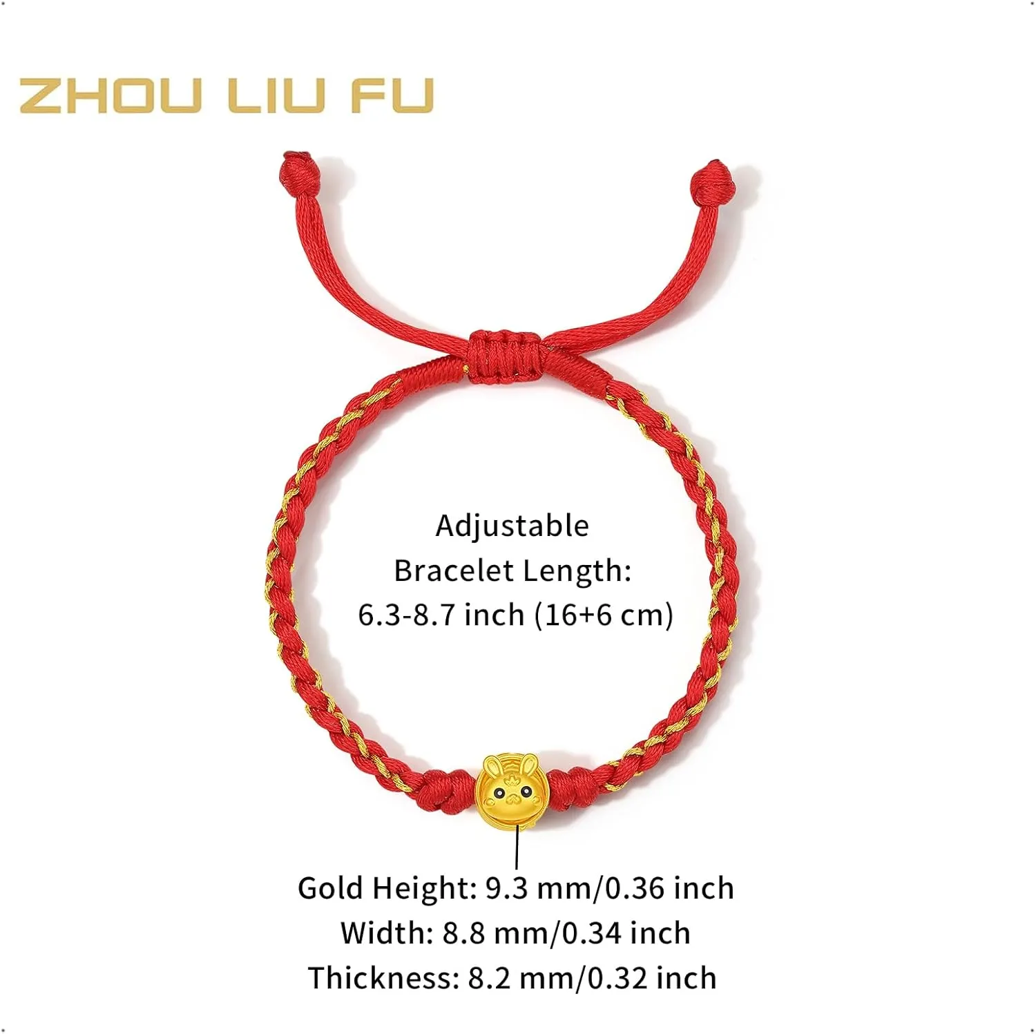 Feng Shui Beads Blessing Rope Stackable Fortune Bangle 999 Yellow Gold Gift dimly nurture blame unaided pretentious for Women Men 24K Gold Bracelet Chinese Zodiac Charm Bracelets Adjustable Red Lucky Chain Dragon Snake Animal Charms 