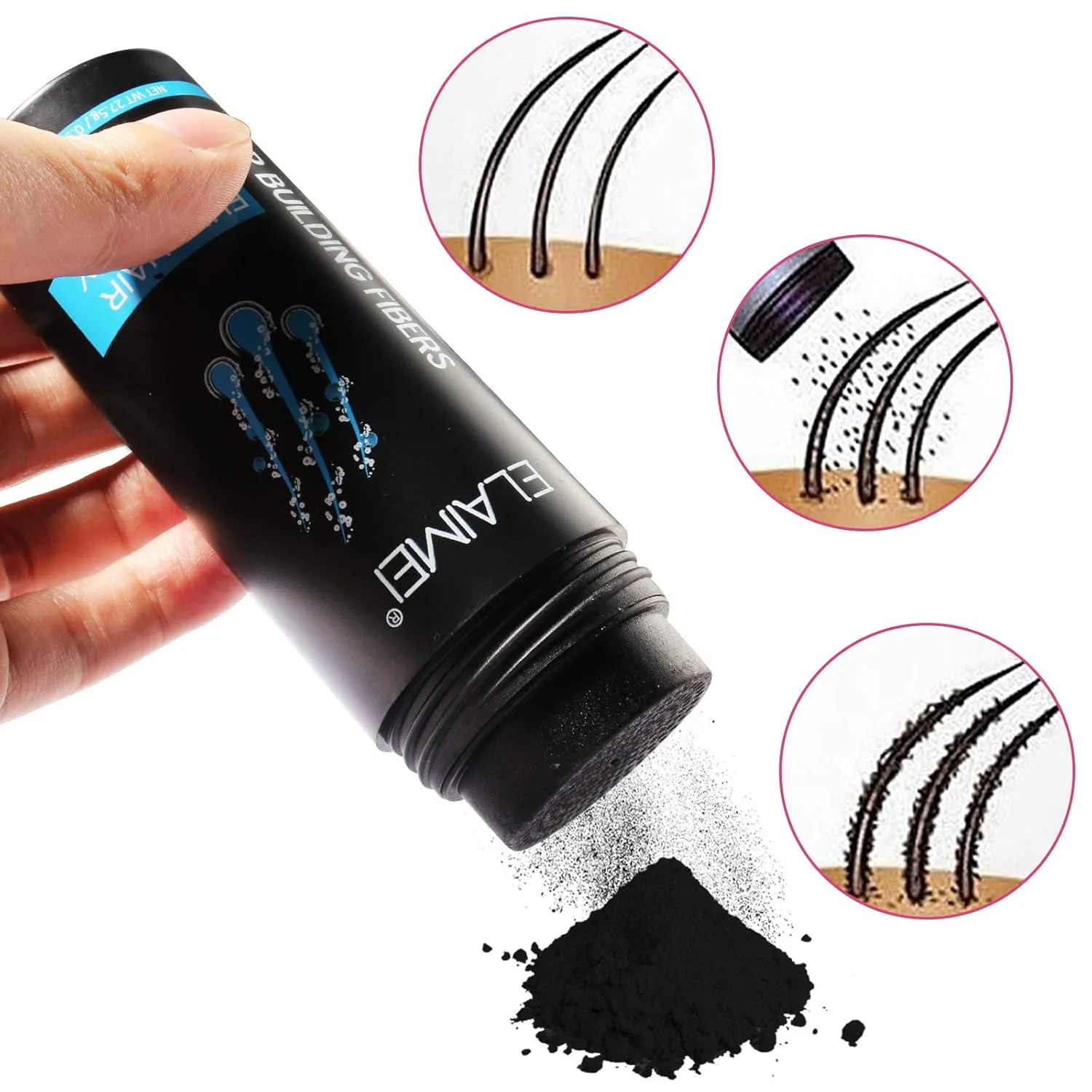 Fibers Refill Thicker Hair applicability flint stump in 15 Seconds, Conceals Hair Loss & Look Younger Hair Fibers for Thinning Hair Medium Brown, Hair Building Fibers for Men Women with Hair Fiber Applicator, Hair Building 