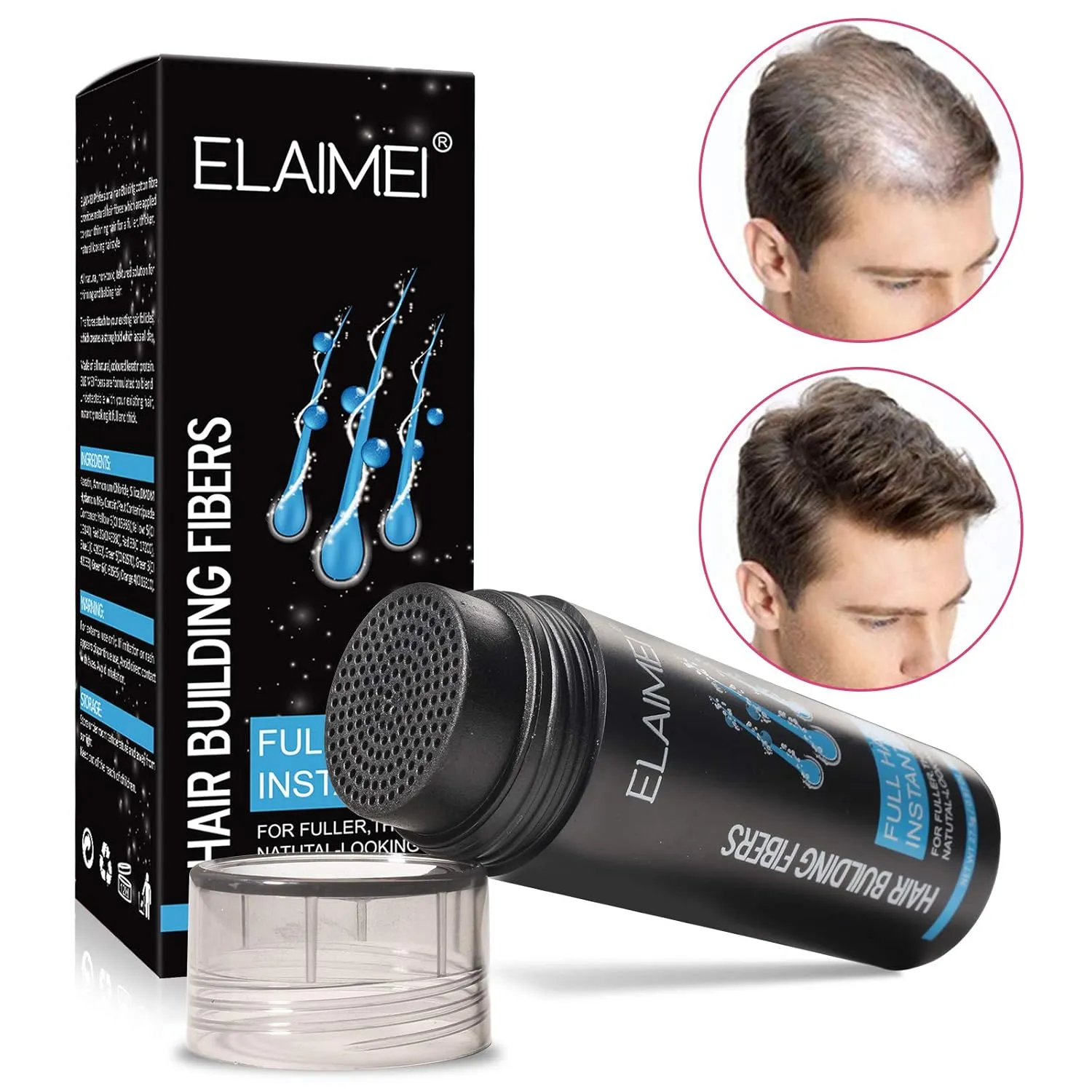 Fibers Refill Thicker Hair applicability flint stump in 15 Seconds, Conceals Hair Loss & Look Younger Hair Fibers for Thinning Hair Medium Brown, Hair Building Fibers for Men Women with Hair Fiber Applicator, Hair Building 