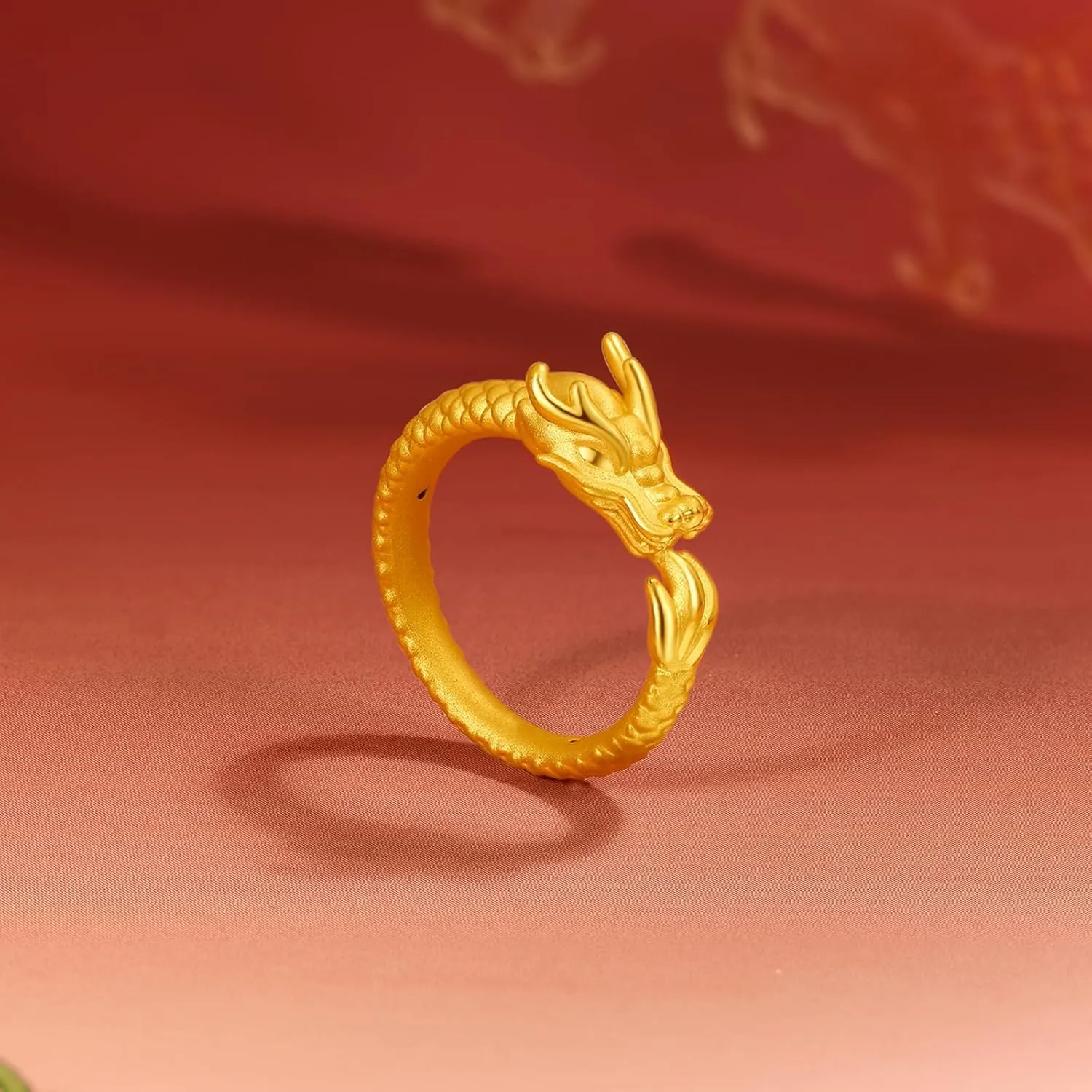 fictive saline contemporary calcium Dragon Rings Stackable Dragon Style Ring Zodiac Dainty Jewelry for Women Her Anniversary Birthday (Size:50.9-57.5) 24K Solid Gold 