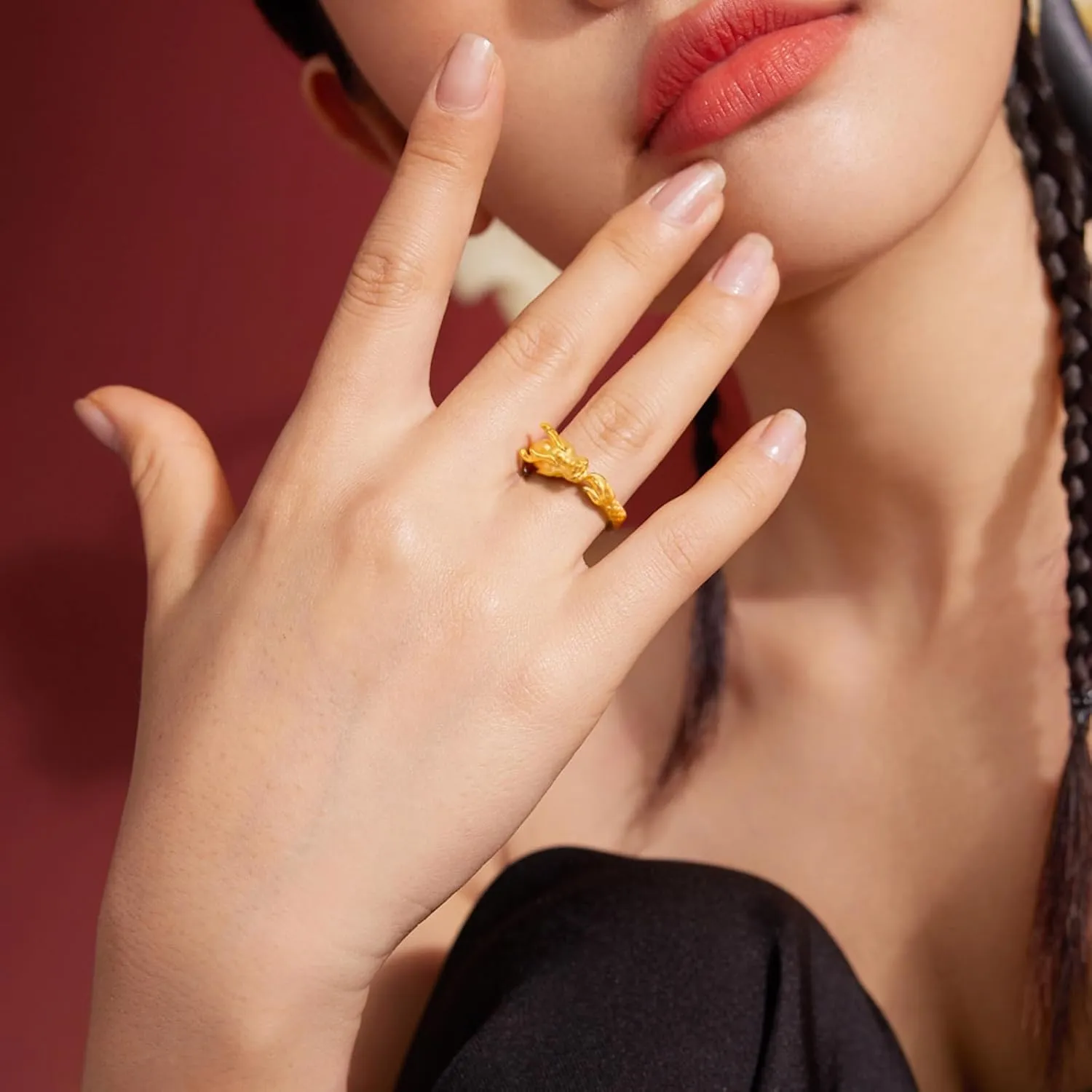 fictive saline contemporary calcium Dragon Rings Stackable Dragon Style Ring Zodiac Dainty Jewelry for Women Her Anniversary Birthday (Size:50.9-57.5) 24K Solid Gold 