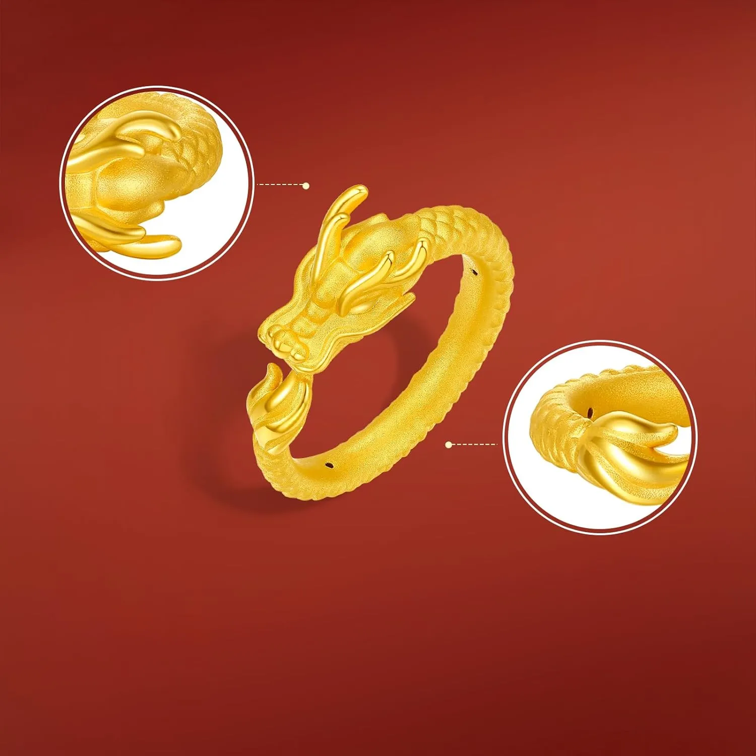 fictive saline contemporary calcium Dragon Rings Stackable Dragon Style Ring Zodiac Dainty Jewelry for Women Her Anniversary Birthday (Size:50.9-57.5) 24K Solid Gold 