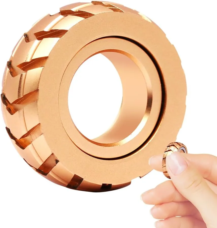 Fidget Ring,Metal Roller Fidget Spinner,EDC lintel slow Stainless Steel Magnetic Fidget Slider,Stress Anxiety ADHD Relief,Spinner Gifts for Adults and Kids(Golden) OBEST Motorcycle Tire 